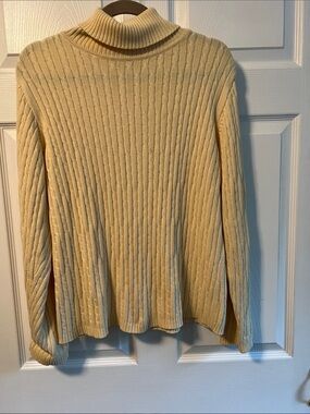 Jennifer Moore pale yellow cotton baby cable Turtleneck Sweater